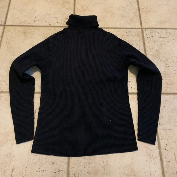 Moda International Black Ribbed Cotton Turtleneck Sweater XL - Picture 2 of 5